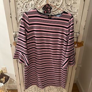 Draper James Pop Stripe Dress Ribbed Bell Sleeve